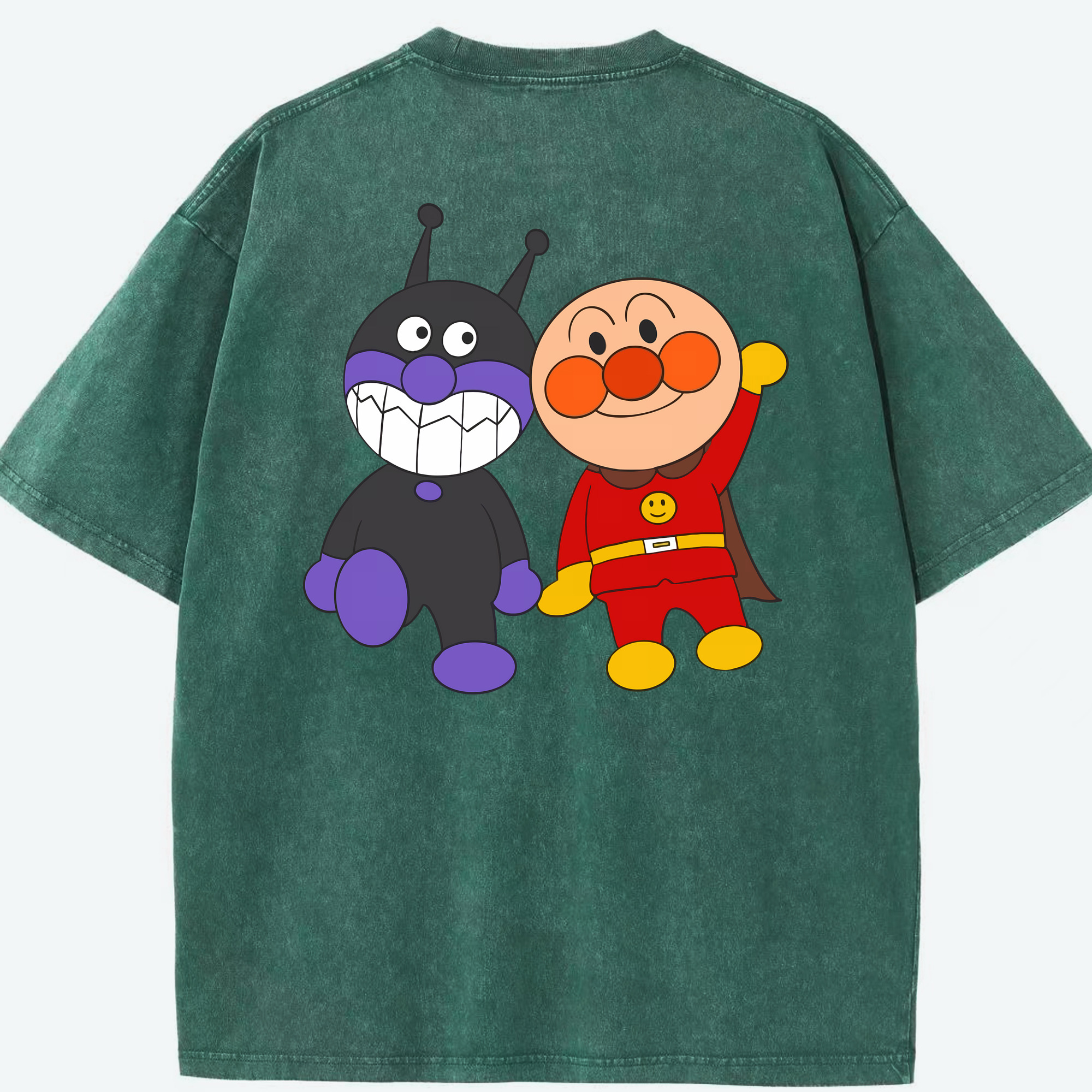 （画像用） アンパンマン Anpanman 綿100% ヴィンテージ風 半袖Tシャツ（背面プリント）